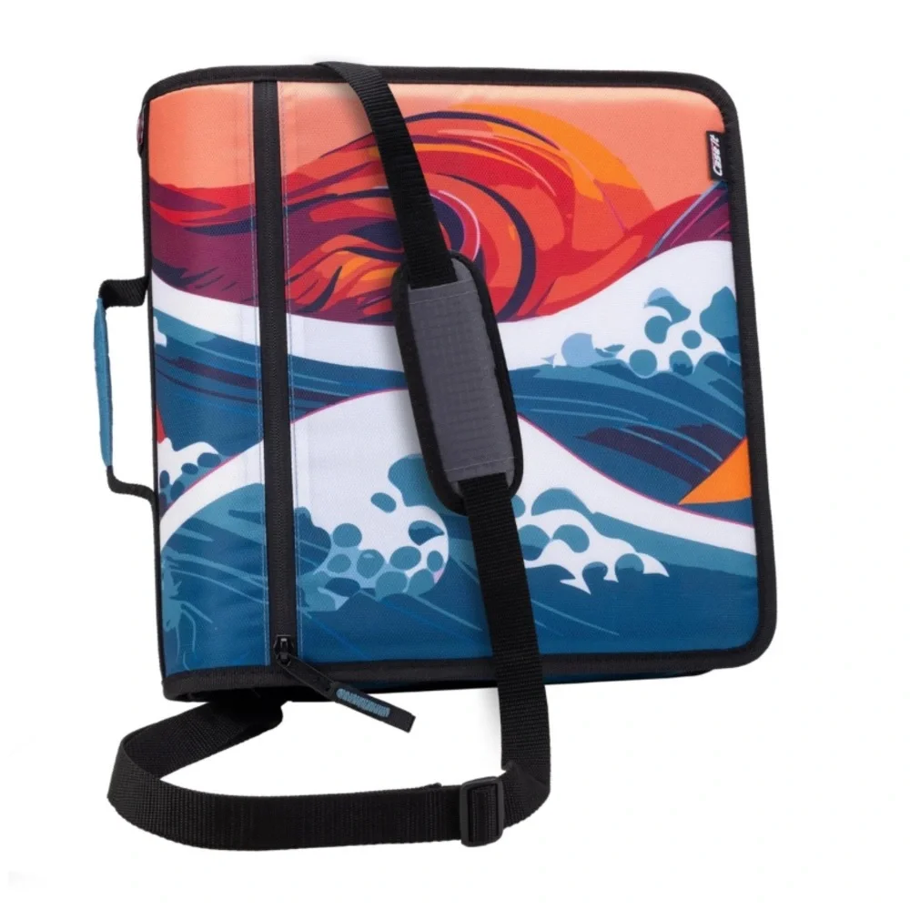 Colorful Wave Design Binder Zip-Up Organizer with Strap
